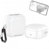 Samsung Galaxy Buds 4 / Buds 4 Pro Case Cover, Leather Texture Protective Earbuds Cover with Phone Stand  -White