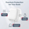 Samsung Galaxy Buds 4 / Buds 4 Pro Case Cover, Leather Texture Protective Earbuds Cover with Phone Stand  -White