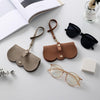 Portable Soft Leather Glasses Case | Slim Travel Sunglasses Pouch | Outdoor Carrying Organizer Eyeglass Bags with Wrist Strap