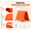 Flexible Silicone Phone Stand, Multi-Angle Adjustable Mobile Holder, Portable Desk Stand for iPhone, iPad, Tablets & Laptops- Orange