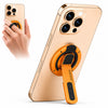3-in-1 Magnetic Phone Ring Holder, 360° Rotating Grip Stand, Foldable Kickstand, Stress Relief Beads, Hands-Free MagSafe Phone Mount -Orange