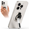 3-in-1 Magnetic Phone Ring Holder, 360° Rotating Grip Stand, Foldable Kickstand, Stress Relief Beads, Hands-Free MagSafe Phone Mount -White