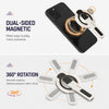 3-in-1 Magnetic Phone Ring Holder, 360° Rotating Grip Stand, Foldable Kickstand, Stress Relief Beads, Hands-Free MagSafe Phone Mount -White