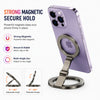 Dual-Sided Magnetic Ring Phone Grip Holder Adjustable Finger Loop Kickstand Strong Magnetic Stand for iPhone 16/15/14/13/12 Pixel 10 Cases - Black