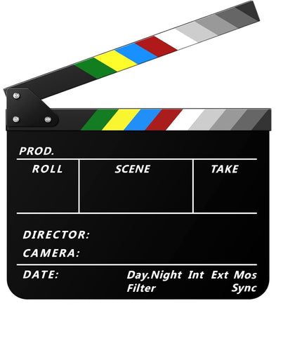 Acrylic Film Clapper Board -11 x 9in | Film Slate Clapperboard Movie Theater Decor Clapboard | Black