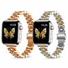 (Pack of 2) Slim Metal Straps For Apple Watch Series 10 | 9 | 8 | 7 | 6 | SE | 5 | 4 | 3 | 2 |1, 38/40/41/42mm Stainless Steel Metal Replacement Smartwatch Strap for Women- Silver Rose Gold/Rose Gold