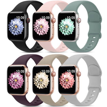38/40/41/42mm (Pack of 6) Silicone Sport Bands For Apple Watch Series 10 | 9 | 8 | 7 | 6 | SE | 5 | 4 | 3 | 2 |1- Multicolor2