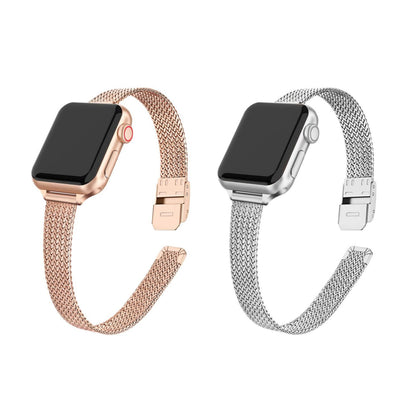 Thin Narrow Slim Metal Straps for Apple Watch Series 10  Ultra 2  8 Ultra  9  8  7  6 -Sliver/Rose Gold