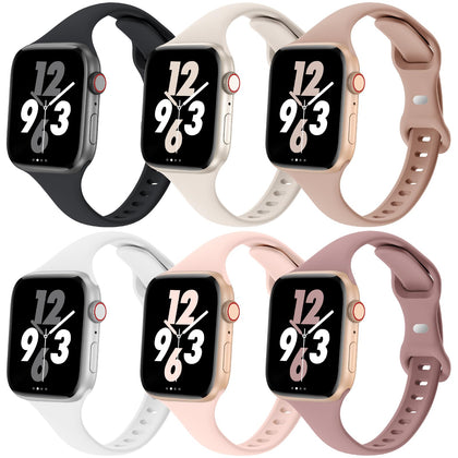 6 Pack Slim Thin Bands For Apple Watch 38mm 40mm 41mm -MultiColor1