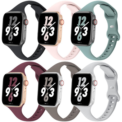 6 Pack Slim Thin Bands For Apple Watch 38mm 40mm 41mm -MultiColor2