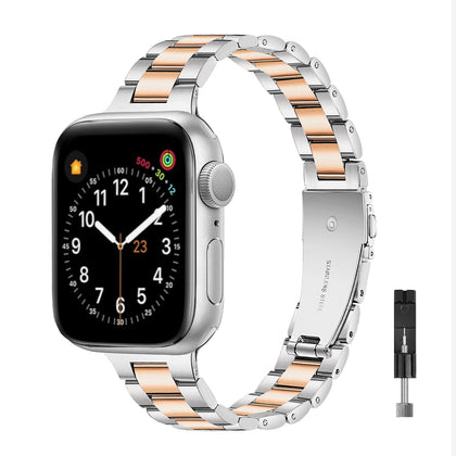 Thin Metal Apple Watch Band For Apple Watch Series 10 | Ultra 2 | 8 Ultra | 9 | 8 | 7 | 6 | Sliver & Rose Gold