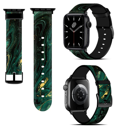 Silicone Bands For Apple Watch Straps 38mm 40mm 41mm Women Men -Green Marble