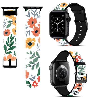 Silicone Bands For Apple Watch Straps 38mm 40mm 41mm Women Men -Flowers Pattern