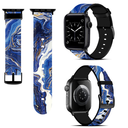 Silicone Bands For Apple Watch Straps 38mm 40mm 41mm Women Men -Blue Marble