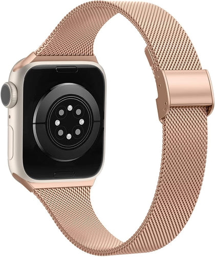 Apple Watch Series 10 | Ultra 2 | 8 Ultra | 9 | 8 | 7 | 6 | Milanese Straps |Rose Gold