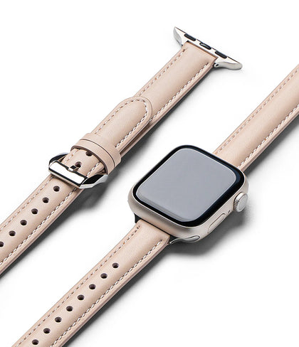 Leather One Padded Slim Band for Apple Watch 40 / 41 / 42mm – Genuine Cowhide Leather Strap-Cozy Pink
