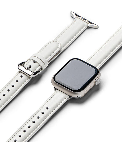 Leather One Padded Slim Band for Apple Watch 40 / 41 / 42mm – Genuine Cowhide Leather Strap-White