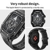 Silicone Rubber Band with Metal Case For Apple Watch 45mm 44mm - Black