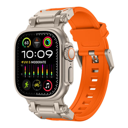 Sports Liquid Silicone Rubber Band with Stainless Steel Adapter for Apple Watch Ultra 1/2 49mm 45mm 44mm 42mm - Orange