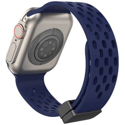 Magnetic Buckle Silicone Band For Apple watch Series Ultra 2 | 9 | 8 Ultra | 8 | 7 | 6 | 5 49/45/44/42mm -Dark Blue