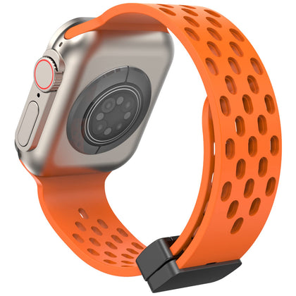 Magnetic Buckle Silicone Band For Apple watch Series Ultra 2 | 9 | 8 Ultra | 8 | 7 | 6 | 5 49/45/44/42mm - Orange