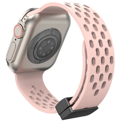 Magnetic Buckle Silicone Band For Apple watch Series Ultra 2 | 9 | 8 Ultra | 8 | 7 | 6 | 5 49/45/44/42mm -Pink