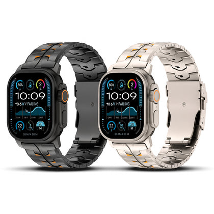 (Pack of 2) Stainless Steel Band for Apple Watch Band 49mm 46mm 45mm 44mm 42mm- Black/Titanium