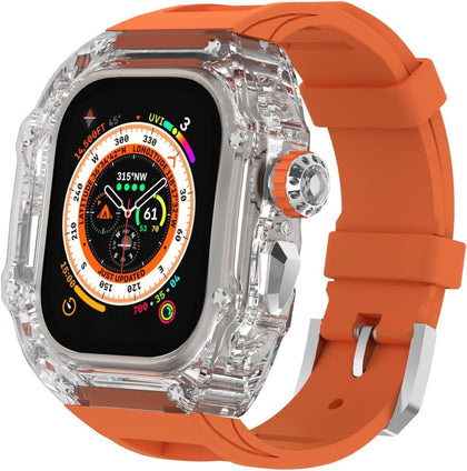 Transparent Case with Rubber Band For Apple Watch Ultra 49mm - Orange