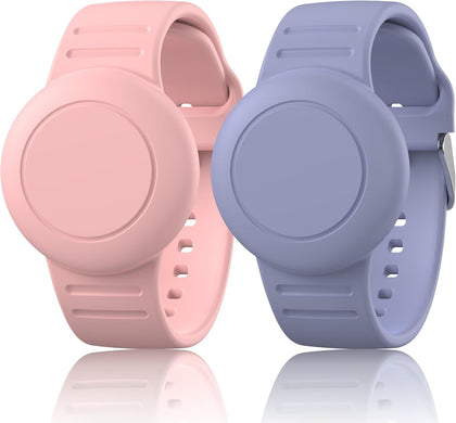 Airtag Silicone Bracelet for Kids – Pink & Purple
