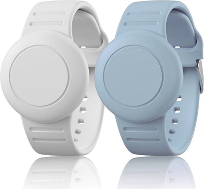 Airtag Silicone Bracelet for Kids – White & Blue