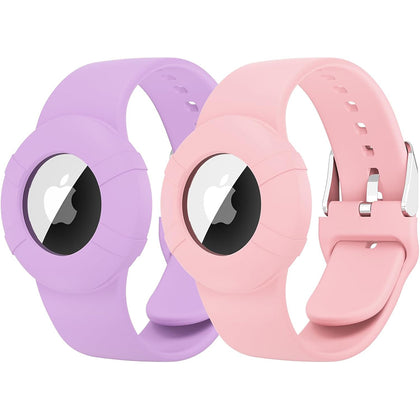 2-Pack Airtag Silicone Bands for Kids – Pink & Purple