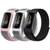 Fitbit Charge 6 Bands/Fitbit Charge 5 Bands| Sport Loop Nylon Band | Dark Black / White & Grey / Pink Sand