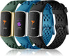 Fitbit Charge 6 Bands/Fitbit Charge 5 Bands| Soft Silicone Band | Black / Dark Blue / Dark Green