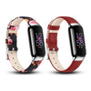 (Pack of 2) Leather Strap For Fitbit Luxe Strap for Women Men - Floral/Red