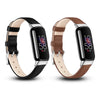 (Pack of 2) Leather Strap For Fitbit Luxe Strap for Women Men - Black/Dark Brown