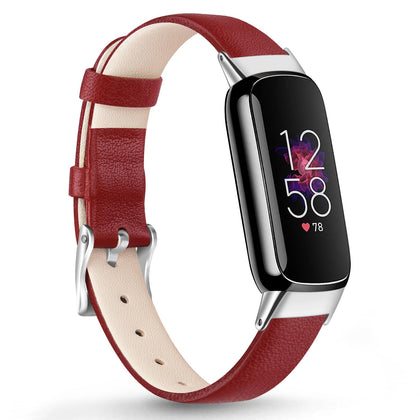 Leather Strap For Fitbit Luxe Strap -Red