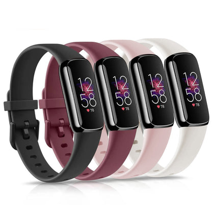 4 Pack Sport Bands For Fitbit Luxe Bands -Pink/ Red/Black/White