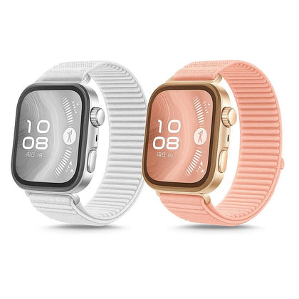 Nylon Sports Strap For Huawei Watch Fit 3/Fit 4/Fit 4 Pro - White, Pink