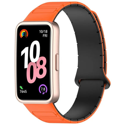 Magnetic Silicone Loop Band for Huawei Band 10/9/8 – Orange