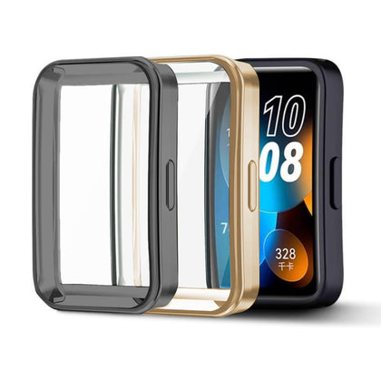 2-Pack TPU Case with Screen Protector for Huawei Band 8/9 – Black/Gold
