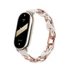 Stainless Steel Leather Ring Chain Belt Mi band 8 Straps - Silver & Rose Gold