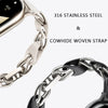 Stainless Steel Leather Ring Chain Belt Mi band 8 Straps - Silver & Rose Gold