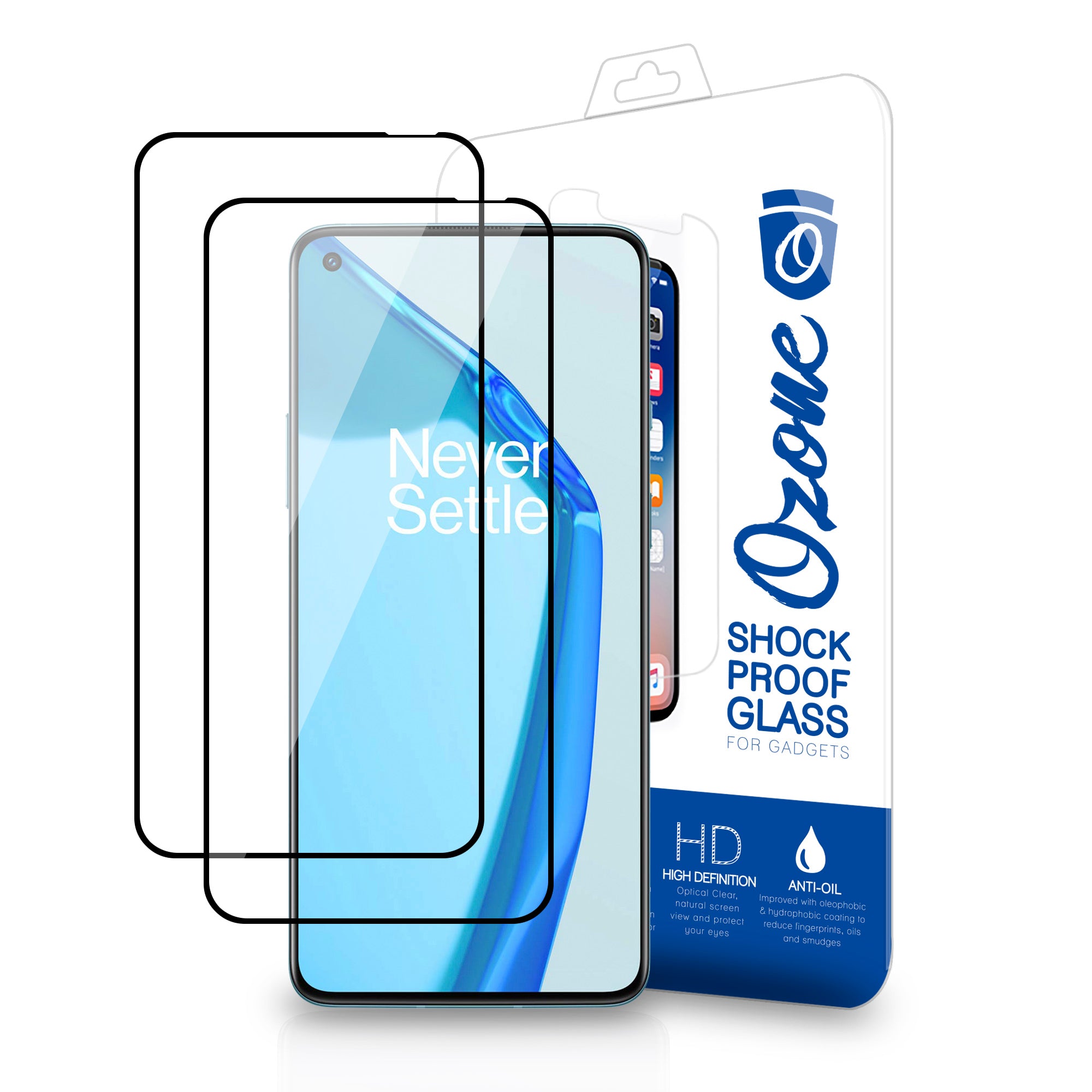 Oneplus 9R Screen Protector | Tempered Glass Protector | Black |Pack of 2
