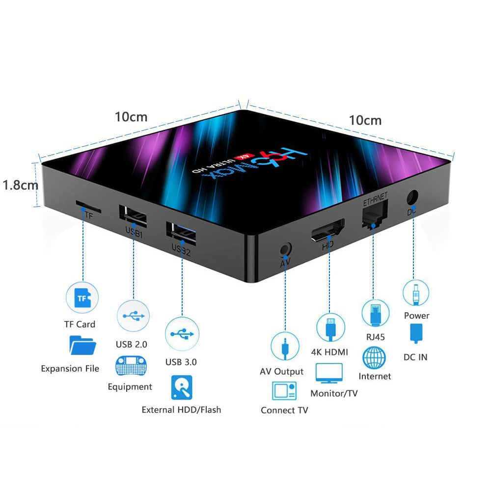 Android TV Box H96 MAX [4GB RAM 64GB ROM] RK3318 Quad-Core 64bit Processor Android Smart TV Box with Dual WiFi Bluetooth 4.0 4K Ultra HD