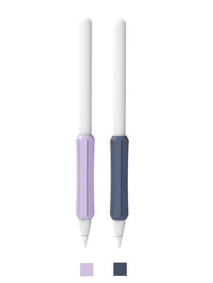 Apple Pencil 2nd Gen /1st Silicone Grip Holder |Compatible with Magnetic Charging and Double Tap |Black & Purple