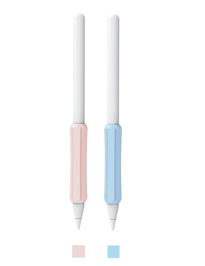 Apple Pencil 2nd Gen /1st Silicone Grip Holder |Compatible with Magnetic Charging and Double Tap |Pink & Light Blue