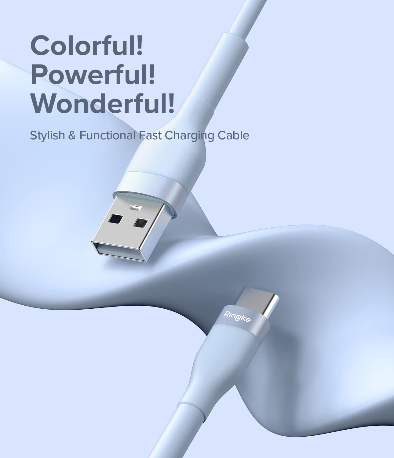 Fast Charging Pastel Cable | USB Type A to Type C | Blue  2m