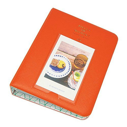 64 Pockets 3 Inch Piece of Moment Candy Color Fuji Instax Photo Mini Book Album or Name Card for Instax Mini 70 7s 8 25 50s 90 (Orange)