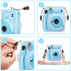 Transparent Hard Camera Case for Fujifilm Instax Mini 11 Instant Camera Cover with Adjustable Strap Glitter Blue