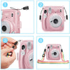 Transparent Hard Camera Case for Fujifilm Instax Mini 11 Instant Camera Cover with Adjustable Strap Glitter Pink